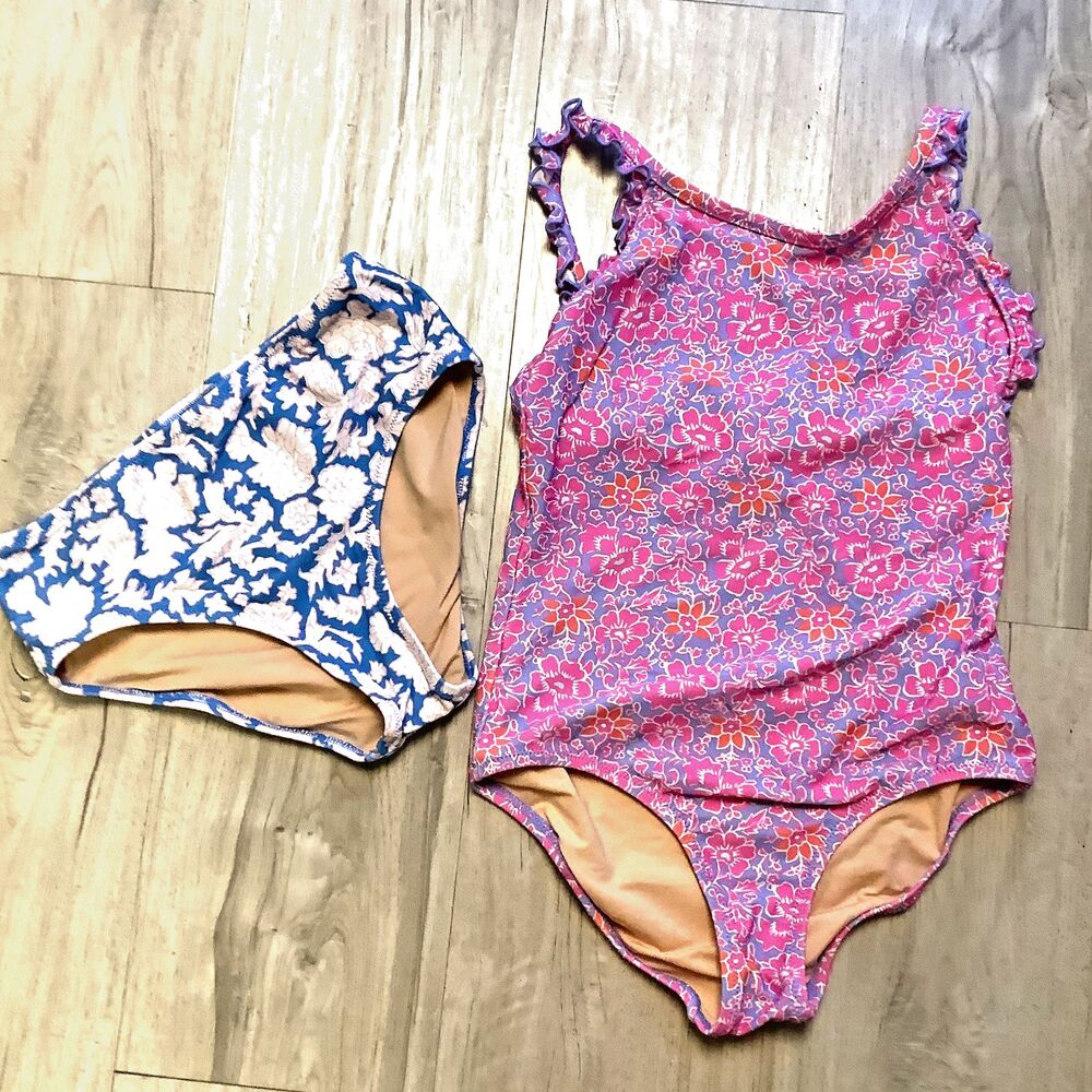 Crew Cuts Swimsuits Size 12 Ruffle Tank Floral SZ Blockprints x J. Crew Bottoms